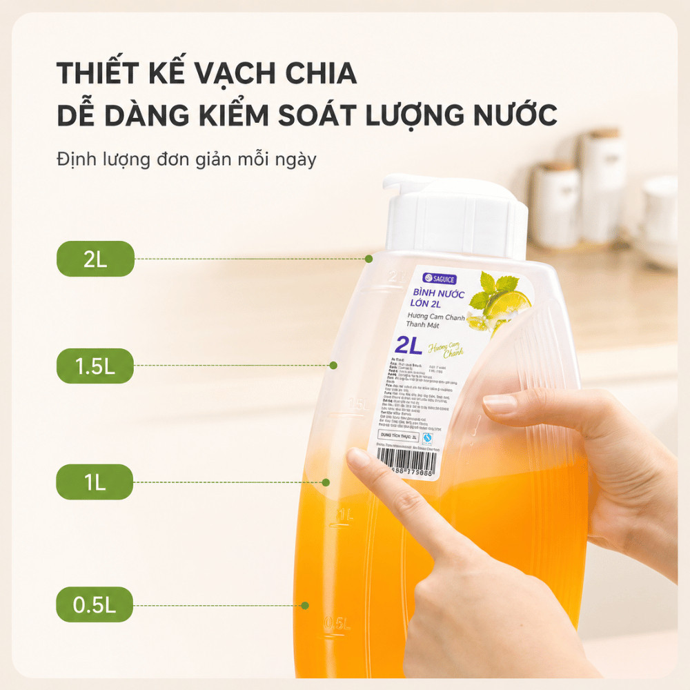 Bình Đựng Nước Chịu Nhiệt 1L-2L HOMIE, Bình Nước Tủ Lạnh Dung Tích Lớn, Nhựa PP An Toàn, Cao Cấp