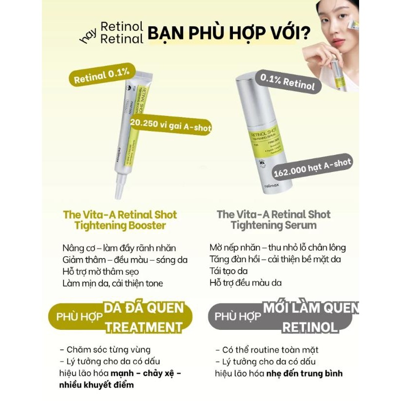 Celimax] Vita A Retinol Shot Tightening 2 loại / Serum 30ml, Booster 15ml |  Shopee Việt Nam