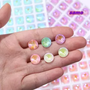 Hạt Thủy Tinh SAMO, Đá Pha Lê Loại Pointback Tròn 10 Mm, Cắt Lấp Lánh Opal Mocha Màu Đá Pha Lê Rời Để Làm Đồ Trang Sức