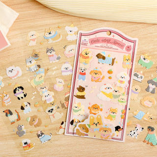 ENWEI 4 Chiếc [Dòng Bạn Thú Cưng Dễ Thương] Cool Puppy Meow Tribe Phong Cách Dễ Thương Tạp Chí Chất Liệu Miếng Dán Gói Văn Phòng Phẩm Trang Trí