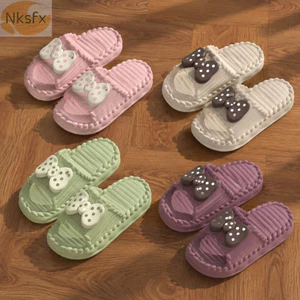 Dép Nơ Nữ NKSFX, Đế Mềm Thoải Mái Dép Gia Đình, Dép PVC Chống Trơn Trượt Dễ Thương 4 Màu Dép Phòng Tắm Mặc Hàng Ngày