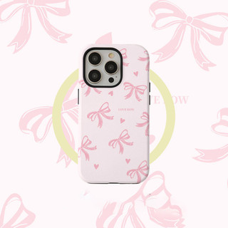 Ốp bảo vệ chân đế họa tiết nơ màu hồng cho iPhone 11 12promax 13pro15pro 15promax 14 14promax 14pro 16 pro max 16 plus 17 17promax ốp lưng hai trong một