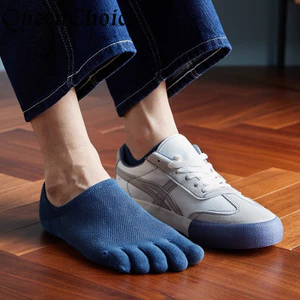1 Cặp Nam Cotton Ngón Chân Tất Nam Phong Cách Hàn Quốc Thoáng Khí Mắt Cá Chân Năm Ngón Chân Tất
