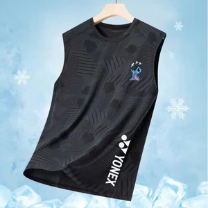 Nhóm mua áo vest không tay cầu lông YONEX gradient 3D nam nữ dáng rộng cỡ lớn thoáng khí khô nhanh vai thể thao