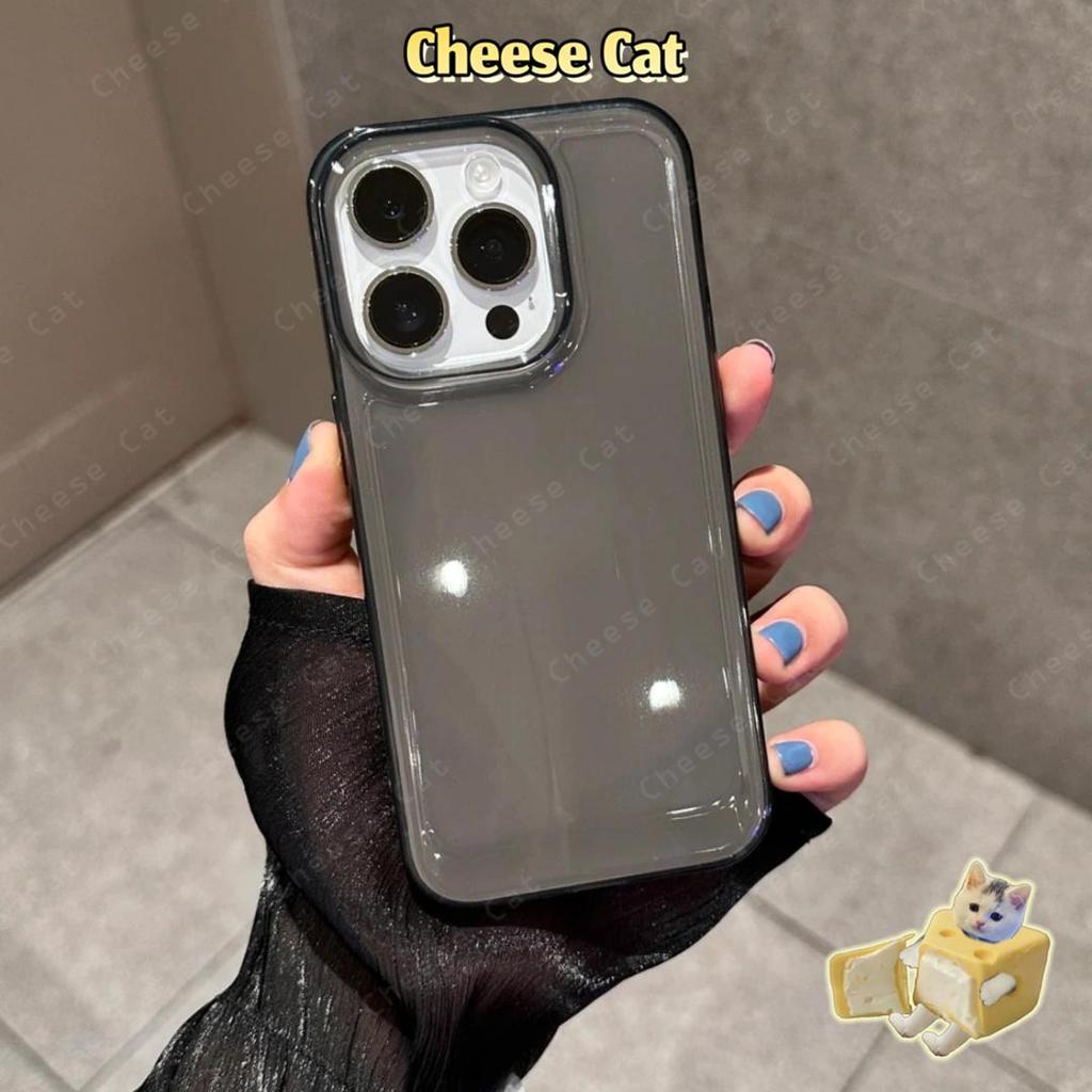 Ốp điện thoại trong suốt màu đen cho iPhone 13 14 15 12 11 16 17 Pro Max Xs Max XR 7 8 Plus