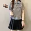 Áo thun ngắn tay kẻ sọc khâu cổ áo polo chính hãng dành cho nữ mùa hè Phong cách mới Giảm tuổi viền nấm nhỏ