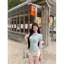 Thiết kế thời trang Sense Hollow kitty thêu vai trước Áo thun ngắn tay nữ mùa hè Phong cách mới Slim-Fit Slim-Fit Slimmer Look Top