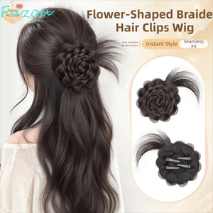 Kẹp tóc bện FUJIZOU Tóc giả, Phần mở rộng tóc Bun tổng hợp thanh lịch, Kẹp cá sấu tóc tự nhiên cổ điển dành cho nữ