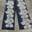 Trạm Châu Âu Công Nghiệp Nặng Ren Thêu Denim Quần Ống Rộng Nữ Mùa Xuân 2026 Phong Cách Mới Kích Thước Lớn Tất Cả Trận Đấu Stra