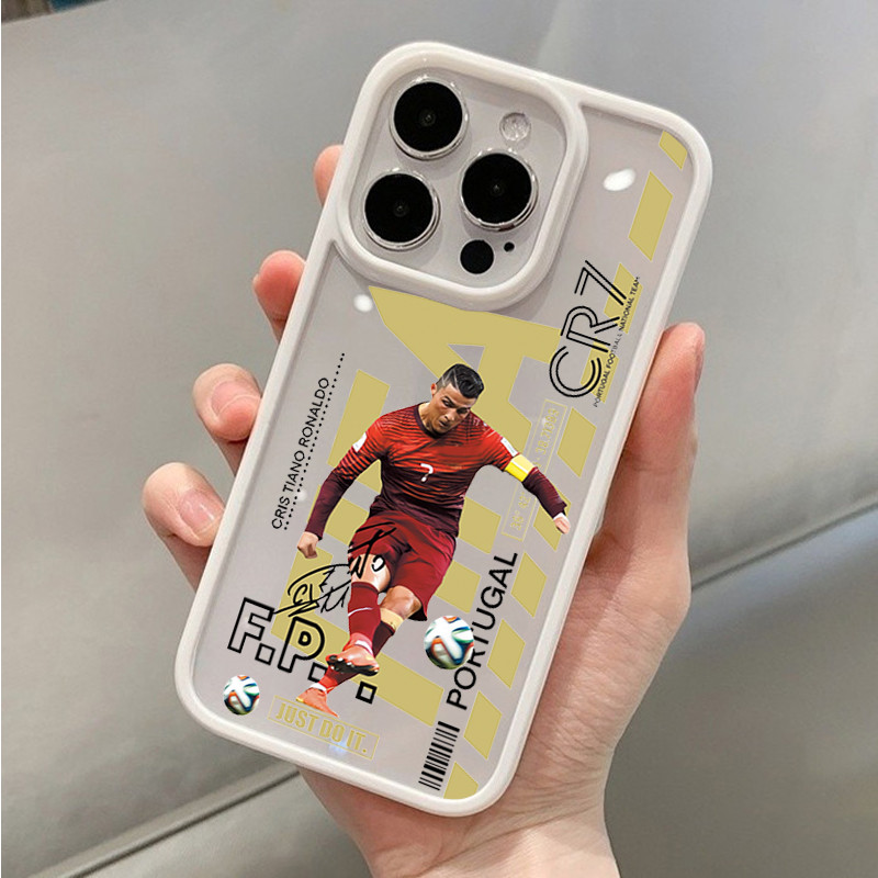 Ốp Điện Thoại Trong Suốt Cho iPhone 16 15 11 12 13 14 Pro 17 Max 7 8 Plus 16e SE2 X XS Max XR Bóng Đá Siêu Sao Chống Sốc
