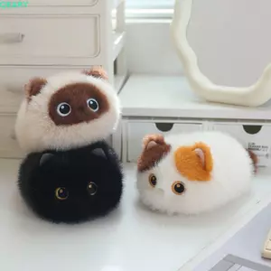 Đồ chơi sang trọng cho mèo QEARY, Thú nhồi bông tròn Búp bê mèo con, Birthyday Xmas 20cm Phim hoạt hình Mèo đen lông tơ Đồ chơi trẻ em sang trọng