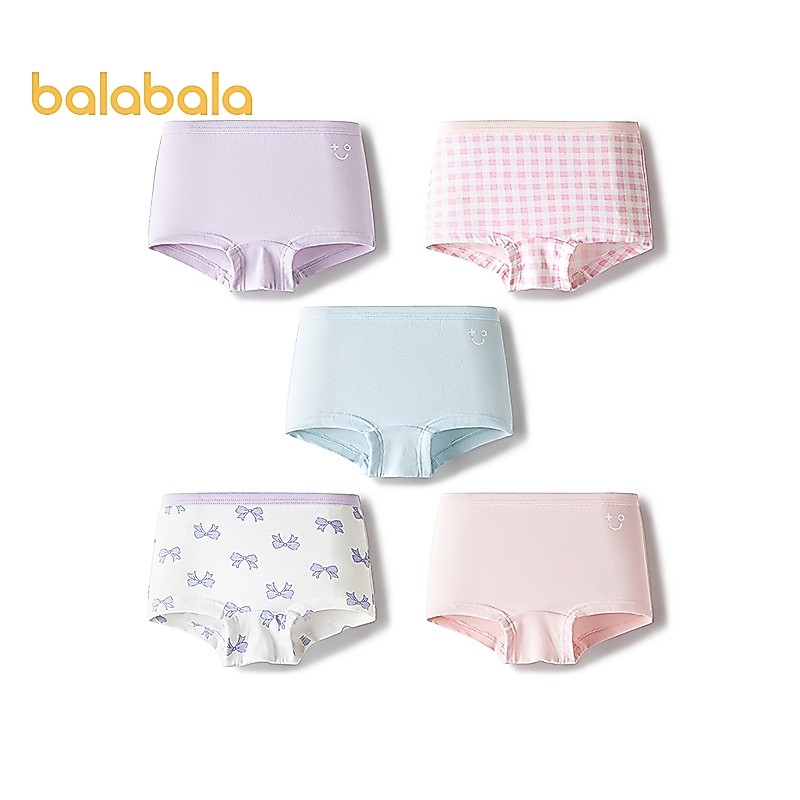 Set 5 Quần Lót Boxer Bé Gái Balabala Cotton Một Lớp Co Giãn