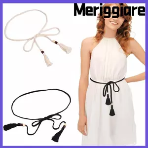 MERIGGIARE Dây Xích Boho Dây Thắt Lưng, Dây Thắt Lưng Thắt Lưng Thắt Lưng Mềm Phong Cách Bobo, Phụ Kiện Thời Trang Thắt Lưng Tua Rua Màu Trơn Cho Váy