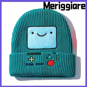 Mũ lạnh MERIGGIARE, Mũ len dệt kim thêu hoạt hình, Trò chơi|Hoa văn dệt kim đầu lâu Bonnet Unisex
