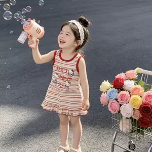 Váy ngủ 80-160 Váy sọc hoạt hình mùa hè Váy thường ngày
