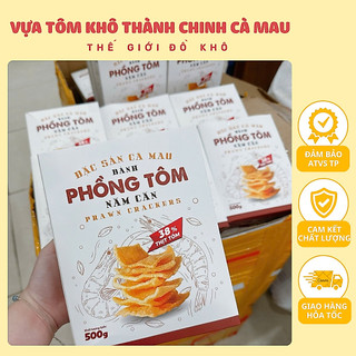 BÁNH PHỒNG TÔM CÀ MAU LOẠI ĐẶC BIỆT – 38% THỊT TÔM – BỊCH 500G – PHỒNG TO, GIÒN RỤM.