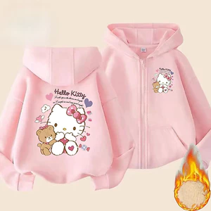 Áo khoác có mũ trùm đầu Hello Kitty Kids Áo Hoodie in hình hoạt hình ngọt ngào để mặc hàng ngày