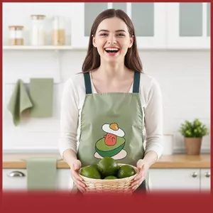 Cod dễ thương của phụ nữ nhà bếp Tạp dề dầu chịu nước chịu mài mòn lớn Pouch tạp dề