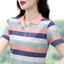 2026 Mới Thời Trang Nữ Sọc Đa Năng Cổ Xuống Giảm Béo Áo Sơ Mi Polo Tay Ngắn