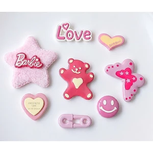 Set Charm Barbie Sweet Love Premium Tông Hồng Công Chúa Gấu Bông Trái Tim Bướm Cute Kawaii Trang Trí Dép Dép Cá Tính