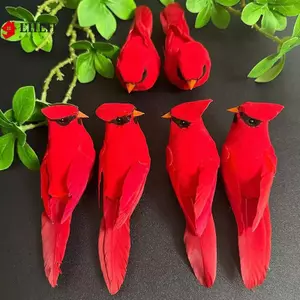 2 / 4 / 6 Chiếc Tượng Chim Đỏ Trang Trí Sân Vườn Nhà Mô Phỏng Lông Chim Có Kẹp Cho Sân Vườn Trang Trí Cây Thủ Công VN