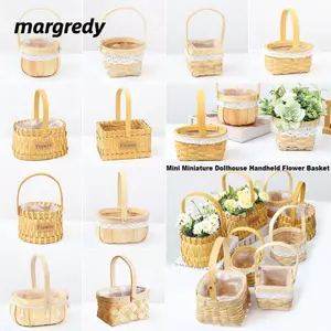 Giỏ dệt tay MARGREDY, Giỏ đựng búp bê Mini thu nhỏ DIY, Giỏ đựng hoa cầm tay bằng giấy thủ công thời trang chất lượng cao dành cho búp bê BJD / cho búp bê Ob11