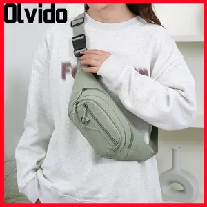 Túi thắt lưng OLVIDO, Túi thắt lưng sức chứa lớn chống mài mòn, Gói Nylon Fanny màu trơn dành cho nam nữ