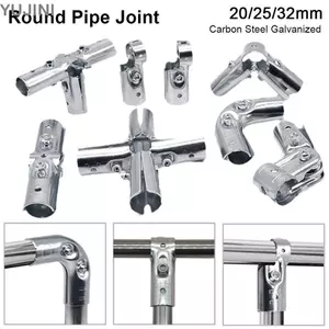 YUJUNI 1 Cái Khớp Ống, Đầu nối ống 20 / 25 / 32mm mạ kẽm bằng thép Carbon, Giá đỡ thanh tròn Phần cứng nội thất