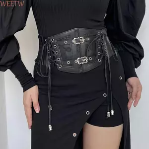 WEETW Ren Cummerbunds, Thắt Lưng Co Giãn Màu Trơn, Punk Dây Buộc Giảm Béo Dây Thắt Lưng Rộng Corset Cô Gái