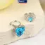MAKY 2 Chiếc Giả Xuyên Kẹp Bông Tai Tinh Tế Trái Tim Xanh Zircon Bule Tai Còng Sụn Tai Dành Cho Nữ Trang Sức Thời Trang Quà Tặng VN