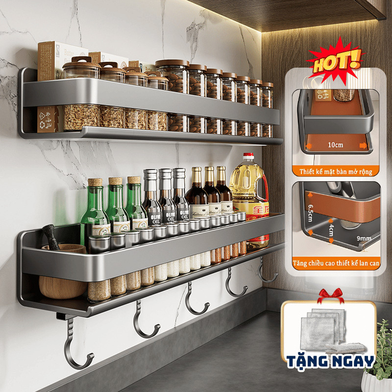 Kệ Đựng Gia Vị Nhà Bếp Gắn Tường DINO chất liệu thép không gỉ, Giá Đựng Đồ Đa Năng Nhà Bếp, Phòng Tắm Chịu Lực Tốt