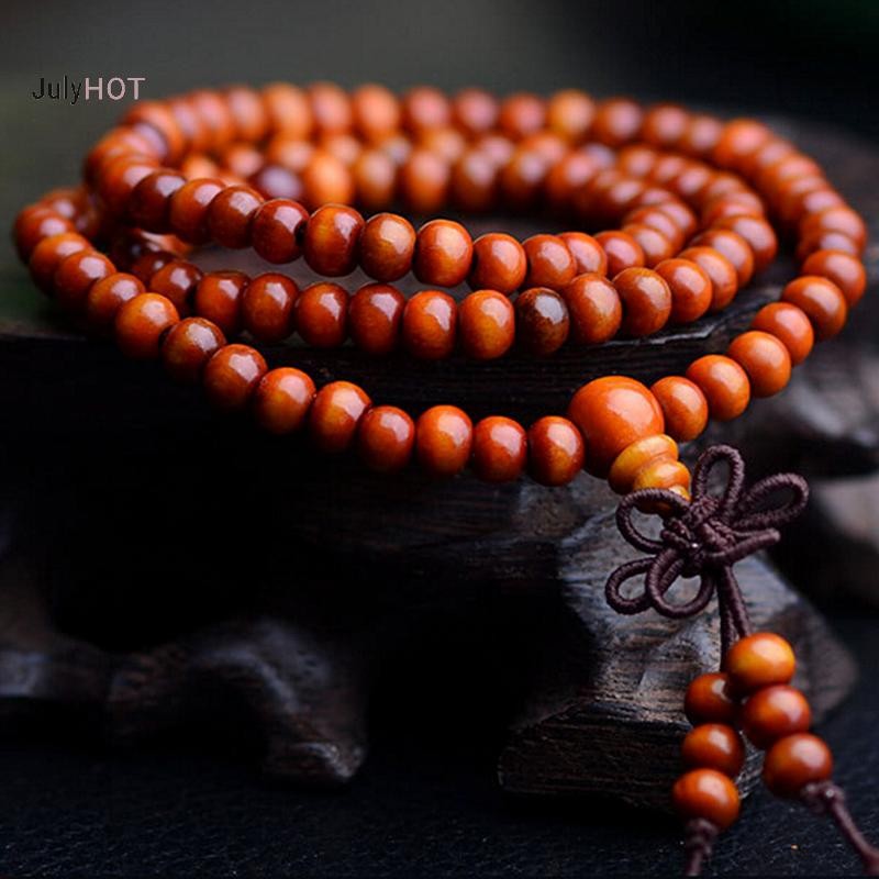 Vòng tay cầu nguyện mala gỗ đàn hương 108 hạt, phong cách Phật giáo Tây Tạng