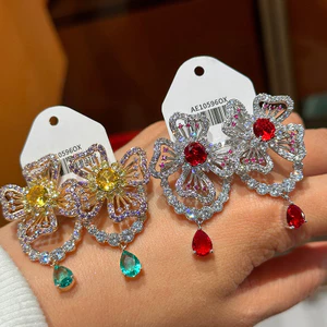 Bông tai thời trang hoa tinh tế Zircon khí chất Hàn Quốc Bán buôn