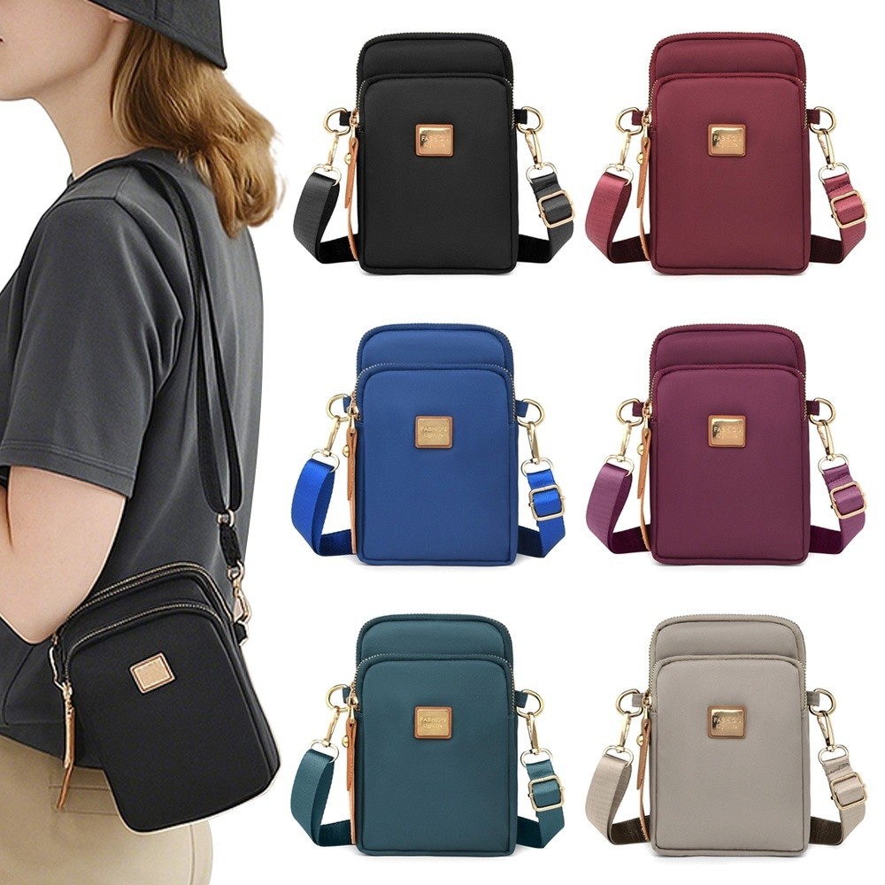 Túi chéo HOBBYIN nylon vuông chống thấm nước, nhiều ngăn, dây đeo rộng điều chỉnh, dùng ngoài trời