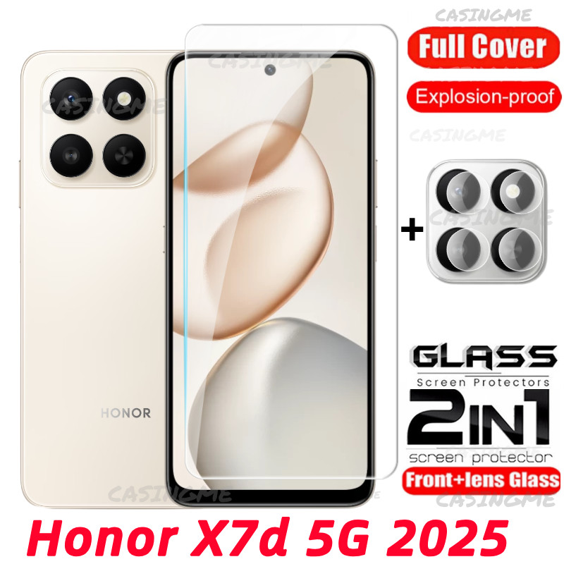 HONOR X7d 5G 2025 Phim Bảo Vệ Màn Hình 2 Trong 1 Full Cover Kính Cường Lực Cho HONOR X7d X7d X6c X7c X6b HonorX7d X6 X7 d 4G 5G 2025 Ống Kính Mặt Trước