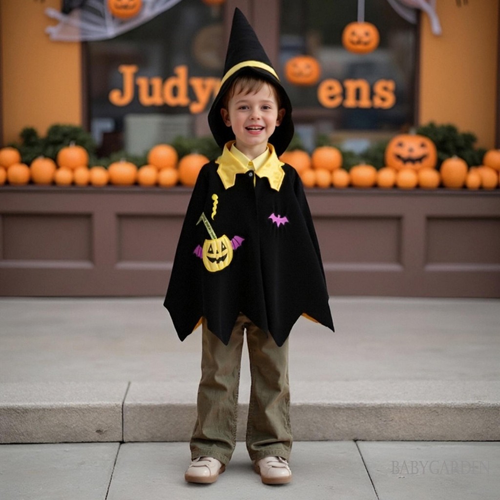2-6years Trẻ Em Bé Halloween Phù Thủy Trang Phục Sáng Tạo Bí Ngô Thêu Mũi Có Mũ Cho Poncho Tiệc Lạ Mắt Cosplay