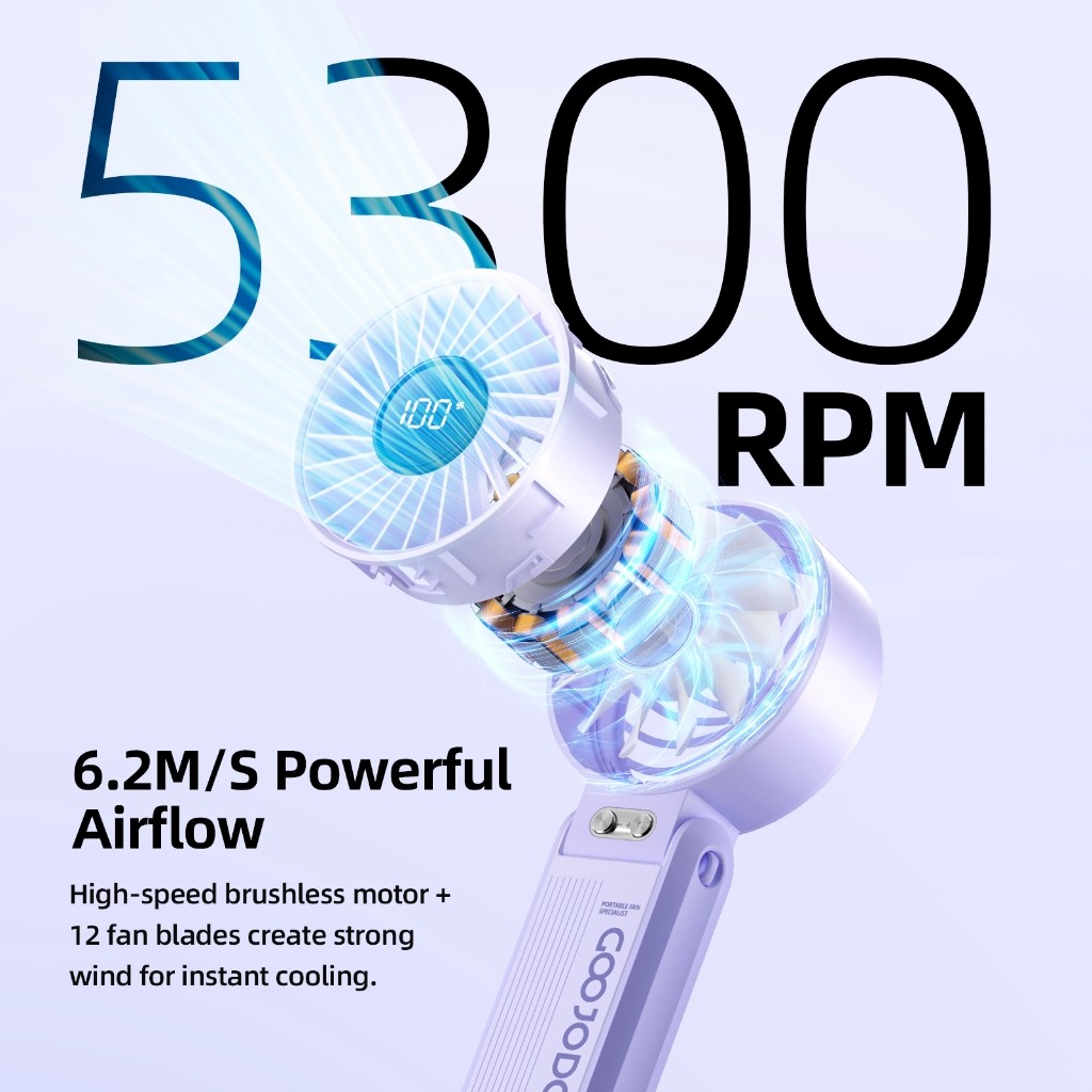 Quạt Goojodoq 4000mAh tốc độ cao Năng lượng mặt trời Quạt cầm tay Turbo100 Gear Wind có thể gập lại