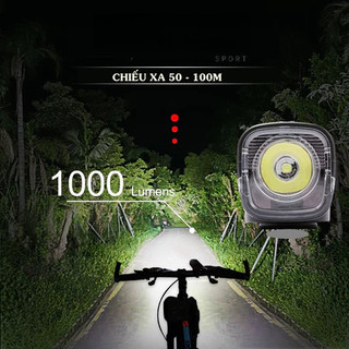 【MOTEX】Đèn xe đạp siêu sáng 1000 lumens cảm biến ánh sáng tiết kiệm pin, có còi sạc USB