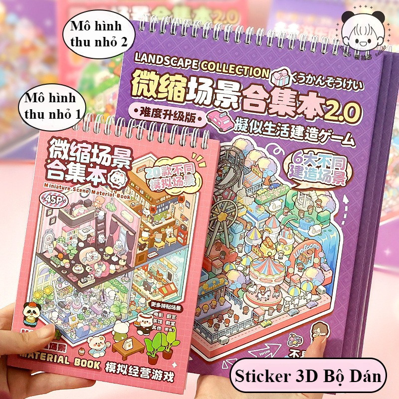 Nhãn Dán Cảnh 3D Thu Nhỏ,DIY Thủ Công,Dễ Bóc Không Vết, Làm Sổ Lưu Niệm & Trang Trí, Chất Lượng Cao