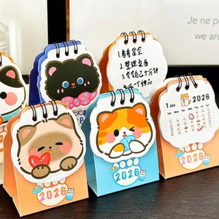Công cụ lập kế hoạch lịch trình MKYCO, Phim hoạt hình mèo di động 2026 Lịch để bàn, Lịch trình cuộn dây Mini dễ thương Dấu lịch Đồ trang trí Phụ kiện bàn làm việc văn phòng