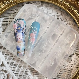 [savemoneyeveryday] Dây chuyền hoa móng tay bằng silicon trong suốt Khắc nơ Khuôn trang trí móng tay Thiết kế DIY Tấm dập lập thể Dụng cụ làm móng tay [vn]