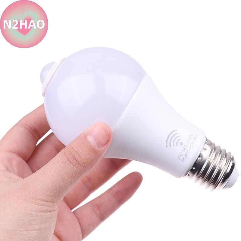 Đèn cảm biến chuyển động N2HAO E27 PIR 5W 9W 15W Bóng đèn LED có cảm biến chuyển động Máy dò chuyển động Đèn ngủ n