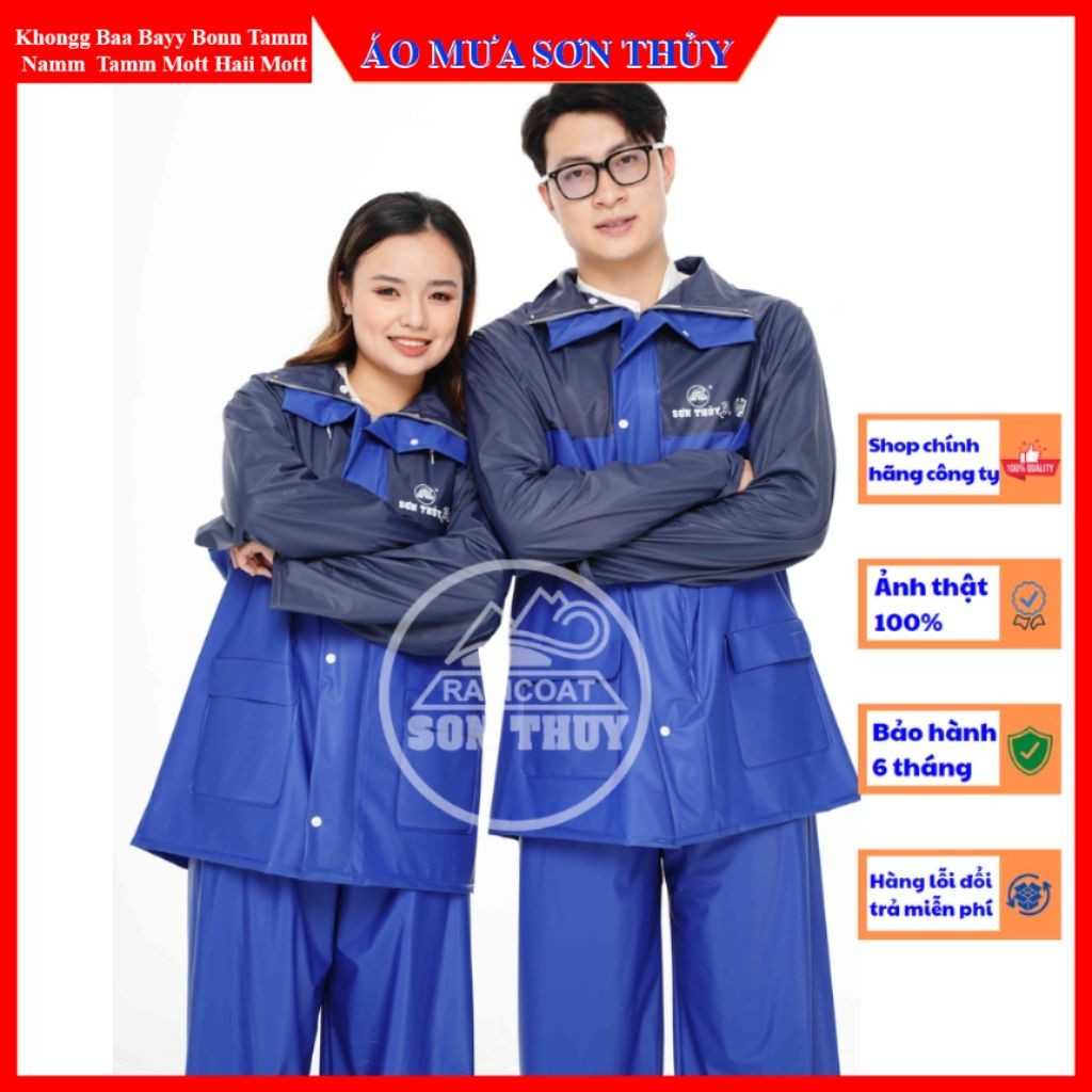 Bộ áo mưa nhựa Sơn Thủy - bộ quần áo đi mưa mưa PVC không thấm nước K12 Không BALO