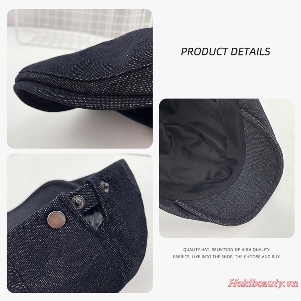 Mũ cối cổ điển Ivy Style - Denim vintage, kiểu Newsboy, phù hợp thu đông