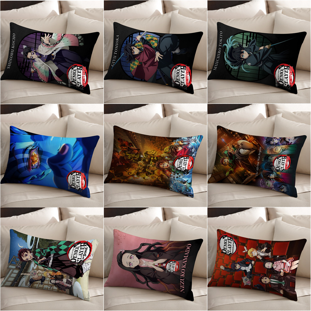 Vỏ gối hình chữ nhật Demon Slayer Kimetsu no Yaiba Vỏ gối Polyester in một mặt (Không có lõi)
