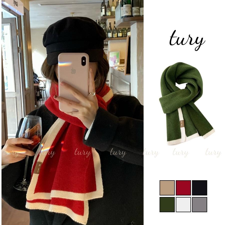 Khăn Quàng Cổ Len Unisex Nam Nữ - Tury - Khăn Choàng Cổ Len Giữ Ấm Phối Viền Đơn Giản - LN026