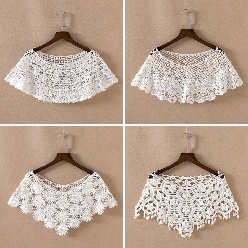 Áo Shrugs Poncho Vintage Dành Cho Phụ Nữ Với Chiếc Khăn Ren Ngắn