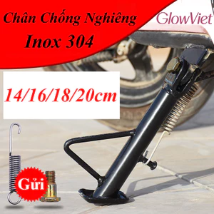 Chân Chống Nghiêng Inox 304 - Size 14-20cm, Combo Đầy Đủ Ốc + Lò Xo, Phù Hợp Mọi Dòng Xe Máy