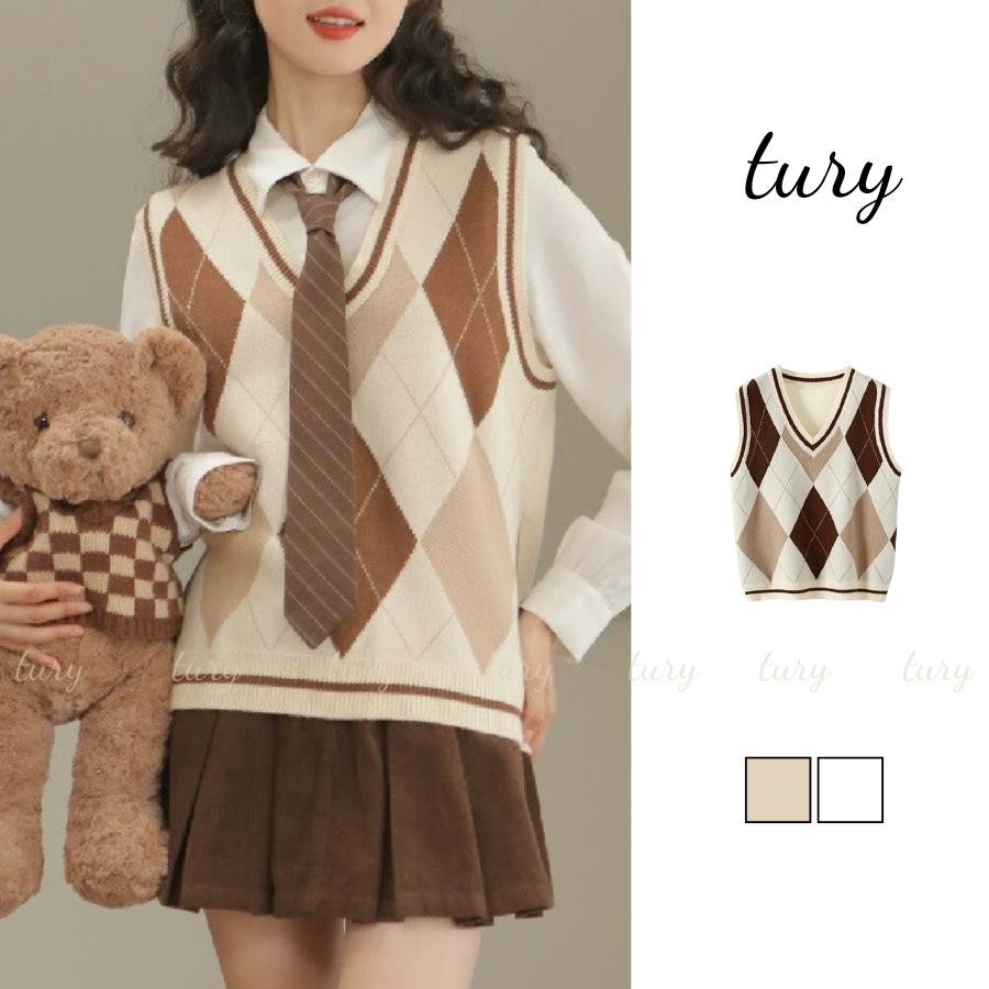 Áo Len Unisex Nam Nữ - Tury - Áo gile len cổ V phối KIM CƯƠNG thời trang thu đông - TA058