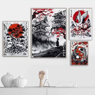Tranh mực Nhật Bản, Đấu tay đôi Samurai, trích dẫn nổi tiếng, áp phích, phong cảnh du lịch đẹp, ronin, vải, nghệ thuật treo tường nhà cửa, tranh tường, trang trí phòng
